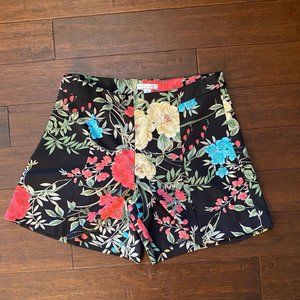 New York & Company Black Floral High Waisted Shorts